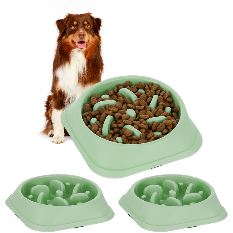 foto del prodotto 3x ciotola anti ingozzamento per cani, 500 ml, lenta assunzione del cibo, adatta alla lavastoviglie, verde