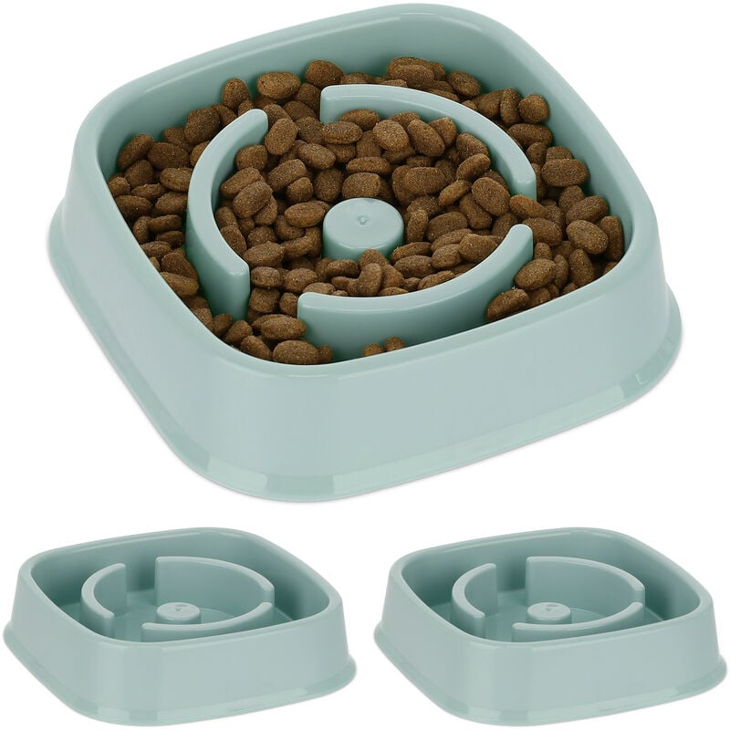 foto del prodotto 3x ciotola anti ingozzamento per cani, 800 ml, lenta assunzione del cibo, adatta alla lavastoviglie, blu