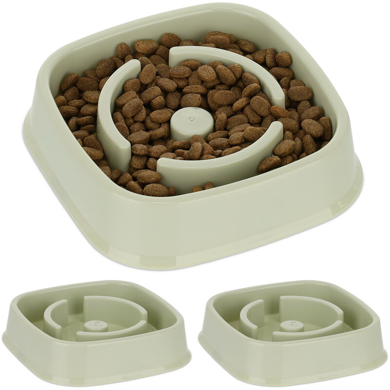 foto del prodotto 3x ciotola anti ingozzamento per cani, 800 ml, lenta assunzione del cibo, adatta alla lavastoviglie, verde