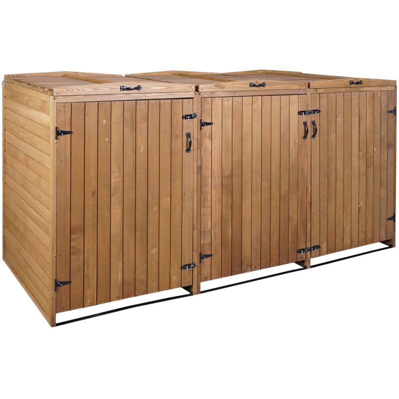 foto del prodotto 3x copribidoni box spazzatura rifiuti hhg 981 98x238x126cm legno abete marrone