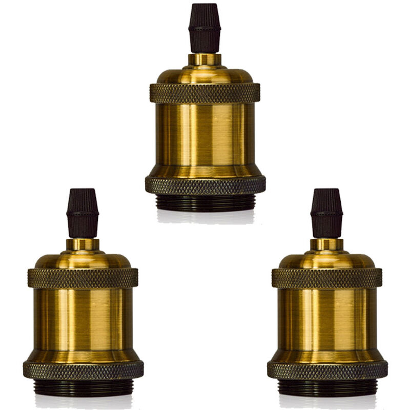 foto del prodotto 3x e27 vintage portalampada, edison retro lampada a sospensione, adattatore in ceramica solida bronzo 