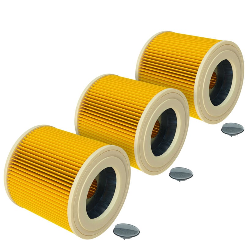 foto del prodotto 3x filtro a pieghe piatte compatibile con powerplus pow x 323, rowenta ru5053, eh j601415r, typ rp 130 f1, baier bss 306 l aspirapolvere - giallo