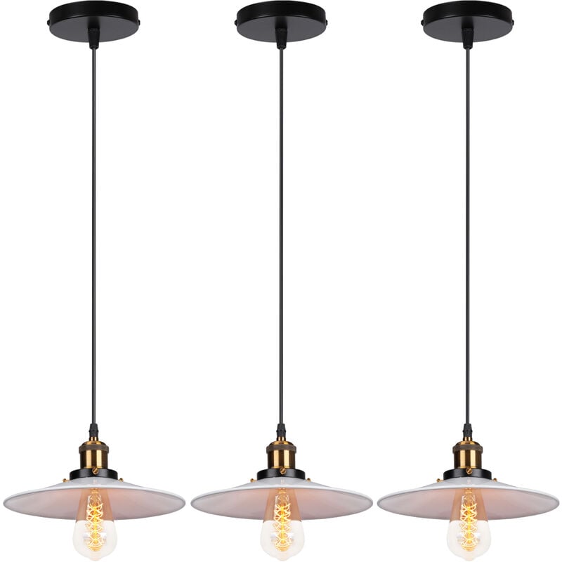 foto del prodotto 3x lampada a sospensione, lampadario da soffitto con 22cm paralume, illuminazione con bronzo e27 per cucina isaland camera da letto bianco 
