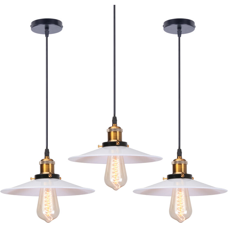 foto del prodotto 3x lampada a sospensione, lampadario da soffitto con 26cm paralume, illuminazione con bronzo e27 per cucina isaland camera da letto bianco 