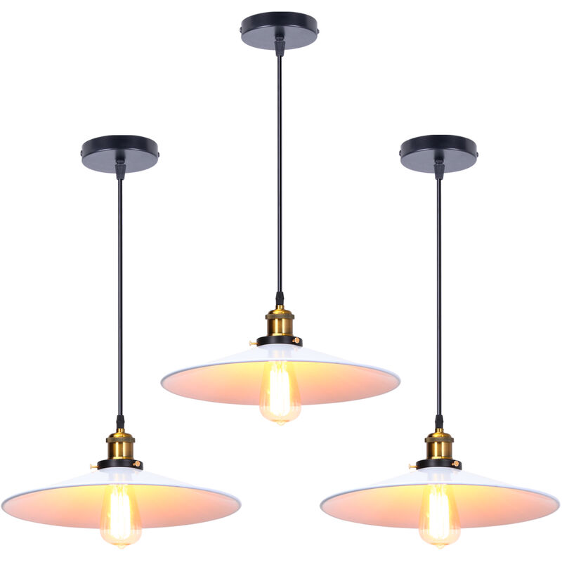foto del prodotto 3x lampada a sospensione, lampadario da soffitto con 36cm paralume, illuminazione con bronzo e27 per cucina isaland camera da letto bianco 