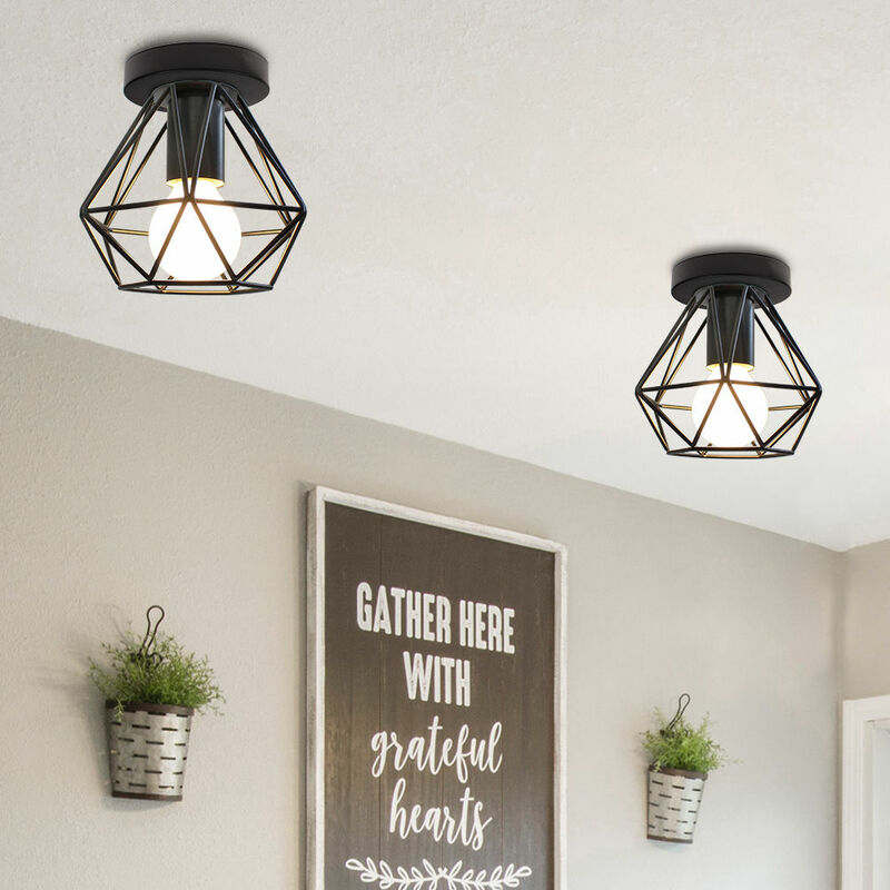foto del prodotto 3x lampada a sospensione, plafoniera con 16cm mini diamante gabbia, e27 attacco, illuminazione per soggiorno sala da pranzo camera da letto nero 