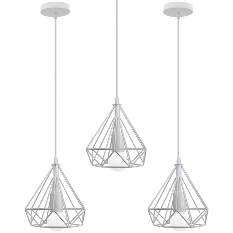 foto del prodotto 3x lampada a sospensione, plafoniera in industriale stile con 20cm gabbia di diamante, illuminazione con e27 per soggiorno cucina di casa ristorante
