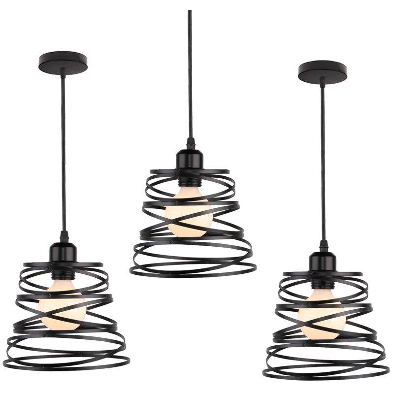 foto del prodotto 3x lampada a sospensione, vintage lampada da soffitto con 20cm gabbia in design a spirale, industriale stile illuminazione con e27 attacco per