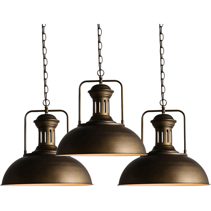 foto del prodotto 3x lampada a sospensione, vintage lampadario da soffitto con 33cm paralume in ferro, industriale stile cupola illuminazione edison e27 per corridoio
