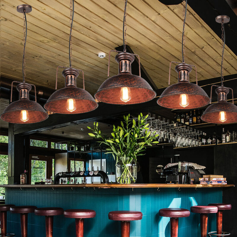 foto del prodotto 3x lampada a sospensione, vintage lampadario da soffitto con 33cm paralume in ferro, industriale stile cupola illuminazione edison e27 per corridoio