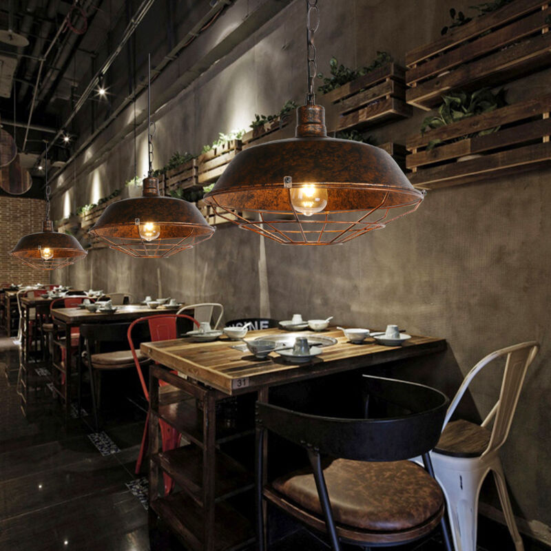 foto del prodotto 3x lampada a sospensione vintage, lampadario da soffitto con 36cm paralume in ferro, industriale stile illuminazione e27 per corridoio cucina
