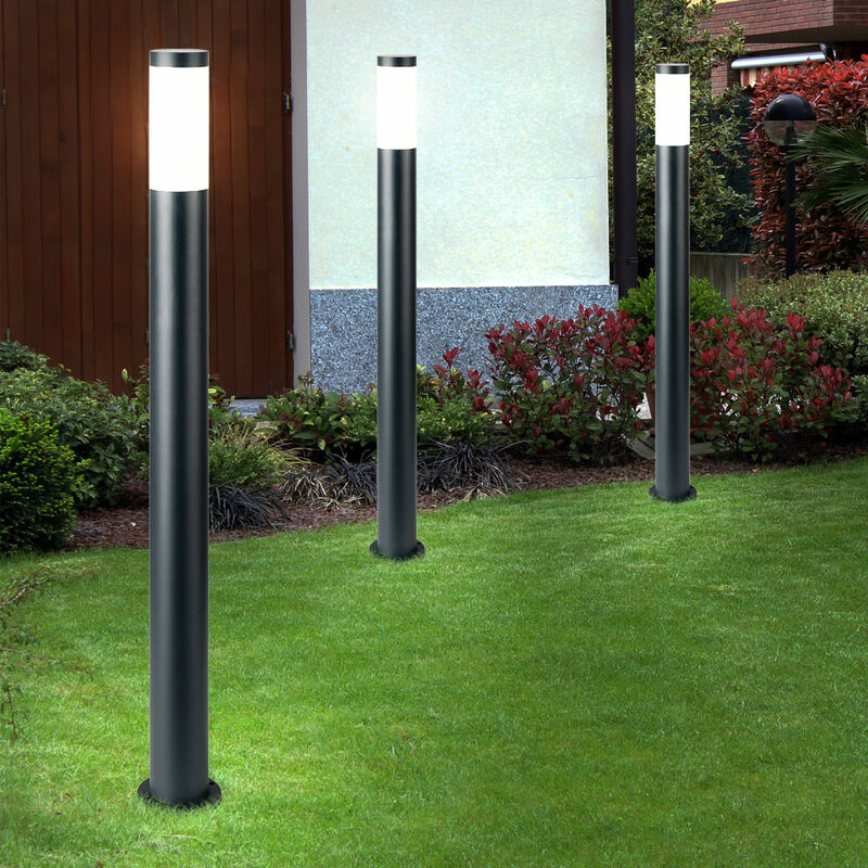 foto del prodotto 3x lampade da terra per esterni pilastri in acciaio inox illuminazione per terrazze luci per cavalletti da parco