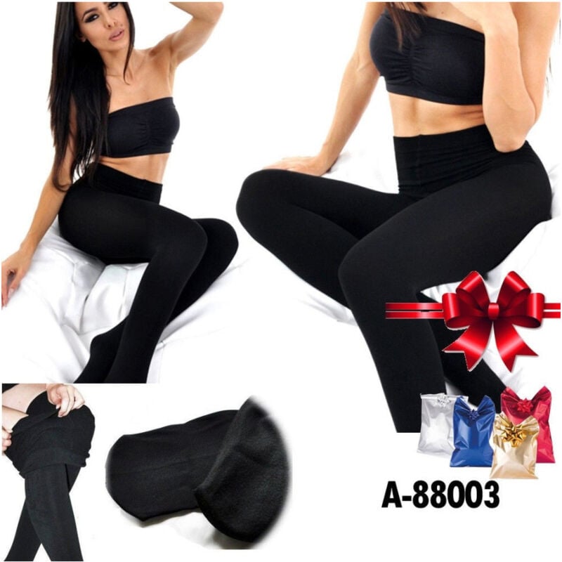 foto del prodotto 3x leggings collant a 88003 donna felpati termici eleganti 3pz. colore nero trade shop traesio