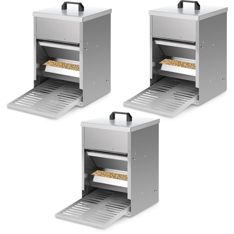 foto del prodotto 3x mangiatoia per polli in acciaio zincato mangiatoia automatica da 5 kg con pedale e protezione impermeabile per polli e altro pollame swanew