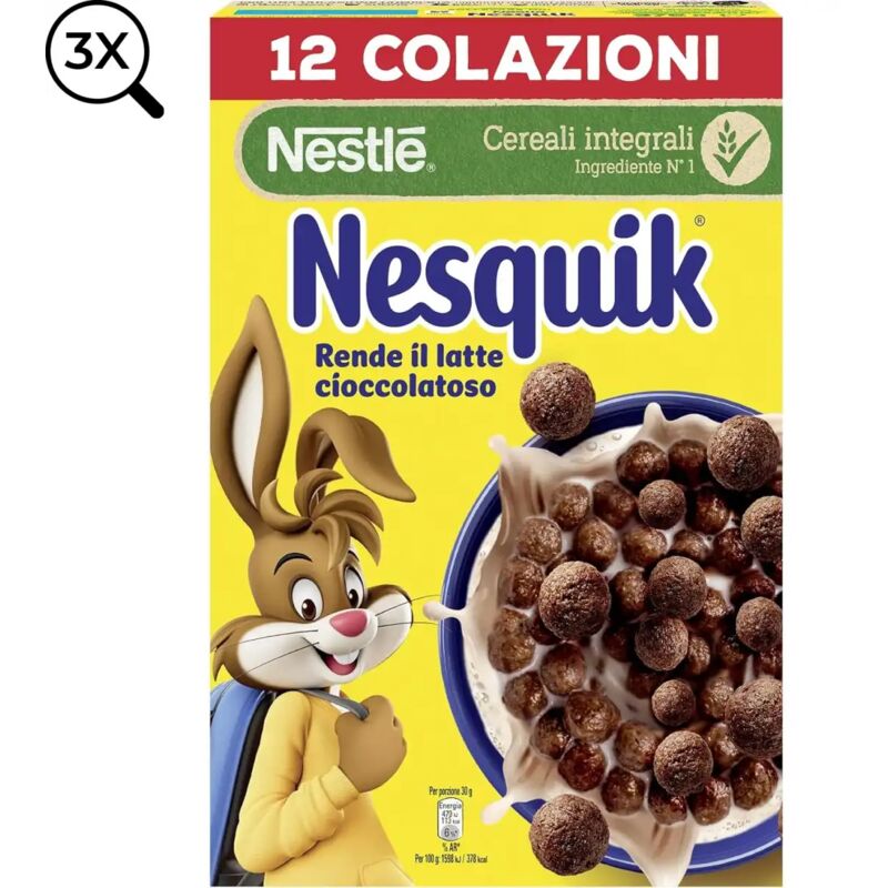 foto del prodotto 3x nesquik palline cereali integrali al cacao 375g colazione golosa e nutriente