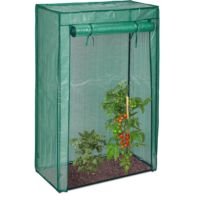 foto del prodotto 3x serra per pomodori, giardino, balcone, telo orto trasparente, hlp 150x100x50 cm, acciaio e pe, verde