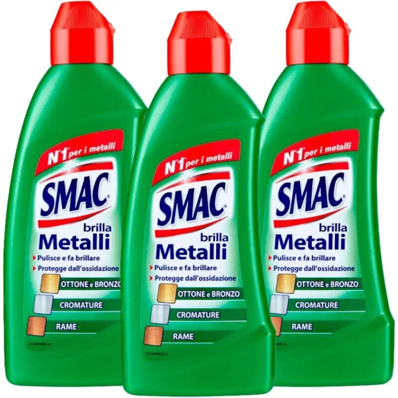 foto del prodotto 3x smac brilla metalli 250ml detergente per ottone rame bronzo cromature