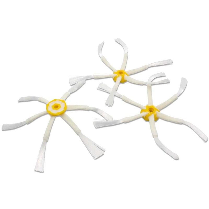 foto del prodotto 3x spazzola laterale compatibile con irobot roomba 565, 571, 564, 562, 570, 563, 572, 577 robot aspirapolvere - set spazzole, giallo / bianco - vhbw
