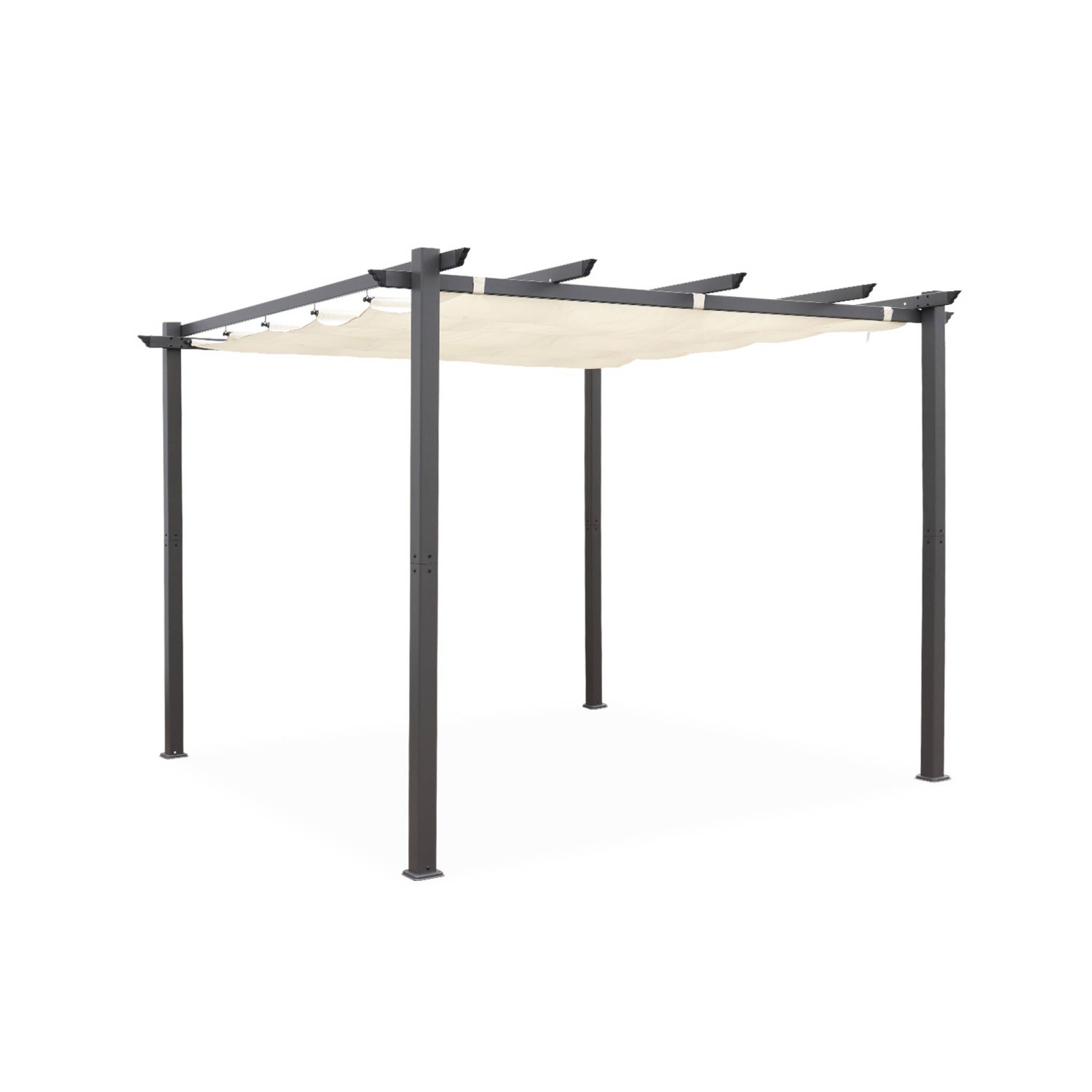foto del prodotto 3x3m pergola, alluminio, copertura scorrevole, ecr 