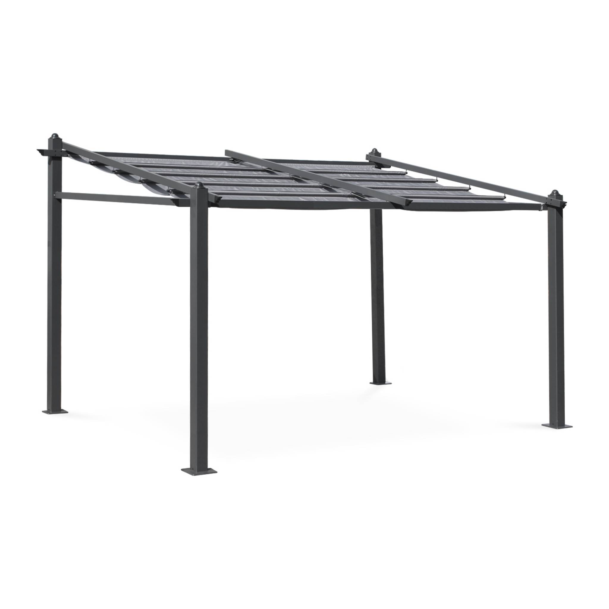 foto del prodotto 3x4m pergola in alluminio con copertura scorrevole, grigio