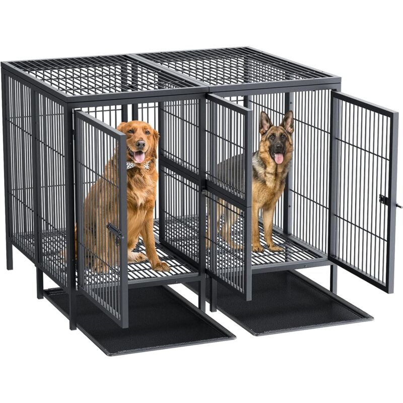 foto del prodotto 3xl resistente gabbia per cani grande kennel per cane box metallo struttura con divisorio rimovibile indistruttibile per 2 cani di taglia piccola e