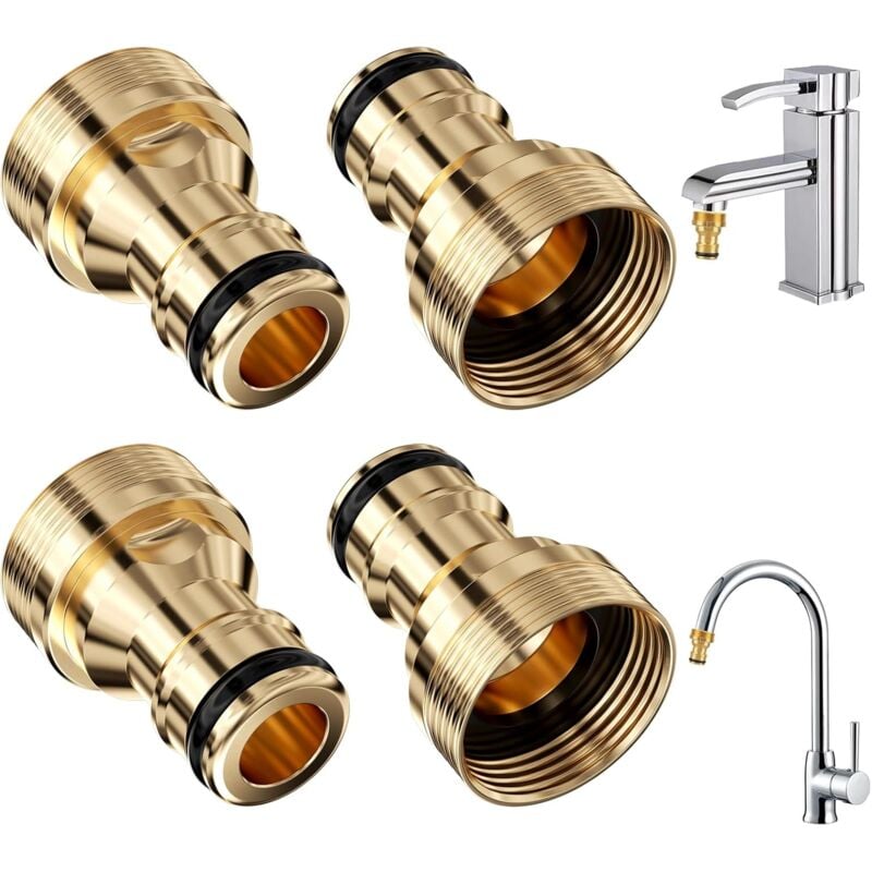 foto del prodotto 4 adattatori per rubinetto per tubo da giardino, connettore rapido per tubo da giardino, connettore per rubinetto per tubo da giardino, connettore