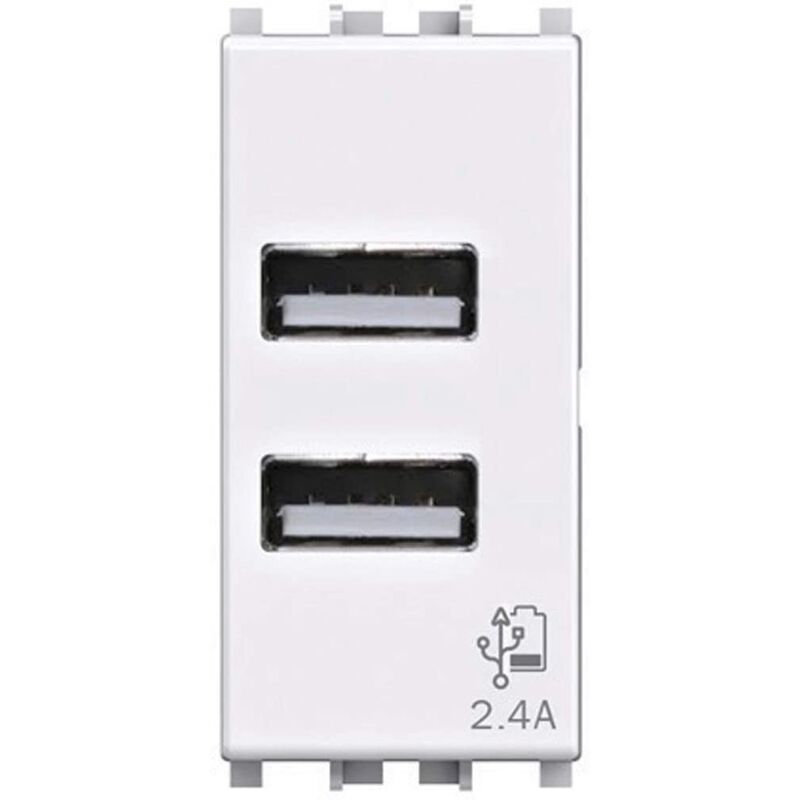 foto del prodotto 4 box 4box 4b.v14.usb.24 presa usb da muro 2.4 ampere compatibile con vimar plana bianca