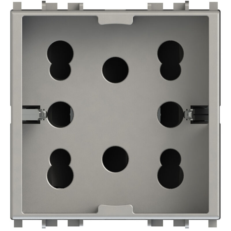 foto del prodotto 4 box - modulo presa multistandard, 10a, 16a e schuko, serie p, argento, compatibile con serie vimar plana - 4box side 4b.v14sl.h21