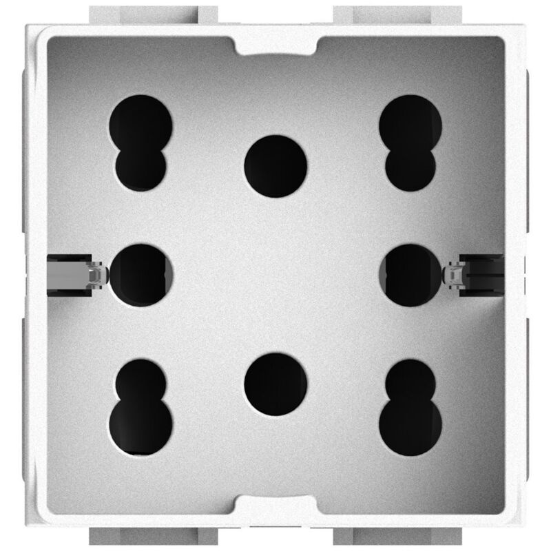 foto del prodotto 4 box modulo presa multistandard, 10a, 16a e schuko, serie p, bianco, compatibile con serie bticino living light 4box side 4b.n.h21