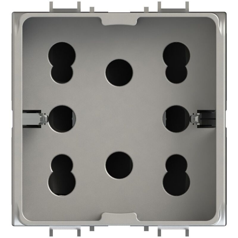 foto del prodotto 4 box modulo presa multistandard, 10a, 16a e schuko, serie p, titanio, compatibile con serie gewiss chorus 4box side 4b.g14.h21