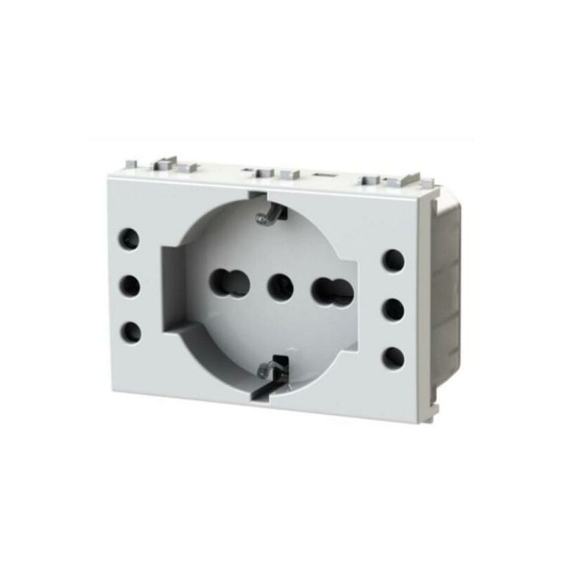 foto del prodotto 4 box presa 4box p503 presa schuko e due prese 10a vimar plana bianco 4bp503.v14