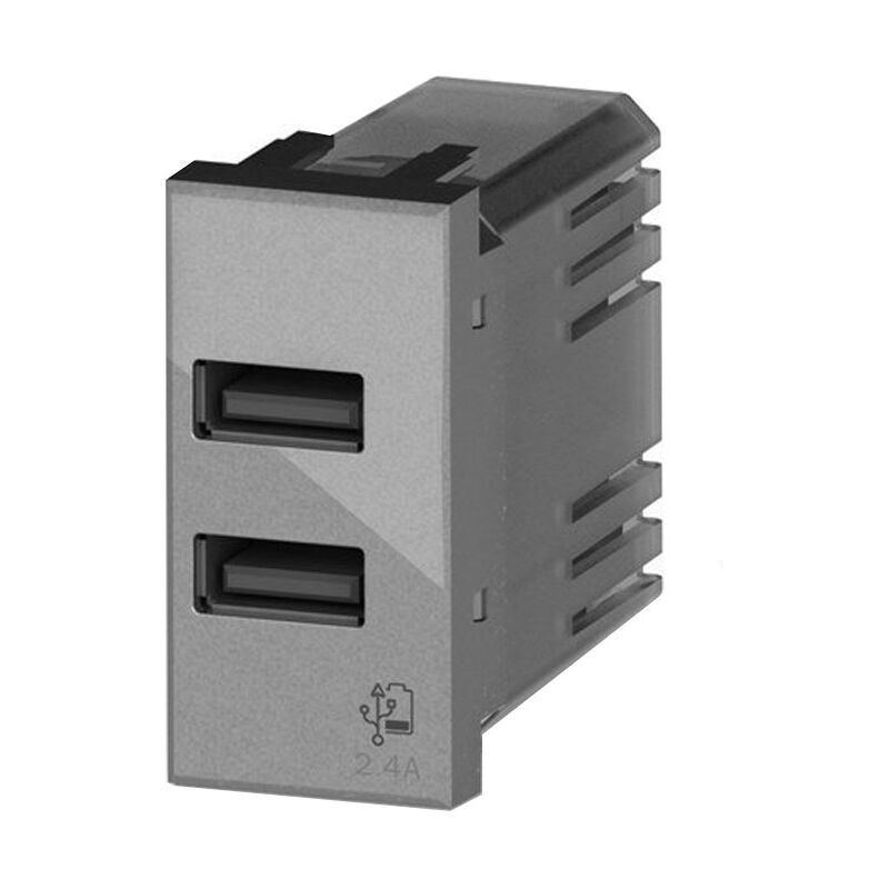 foto del prodotto 4 box presa doppia usb 4box 2.4a per bticino axolute grigia 4b.hc.usb.24