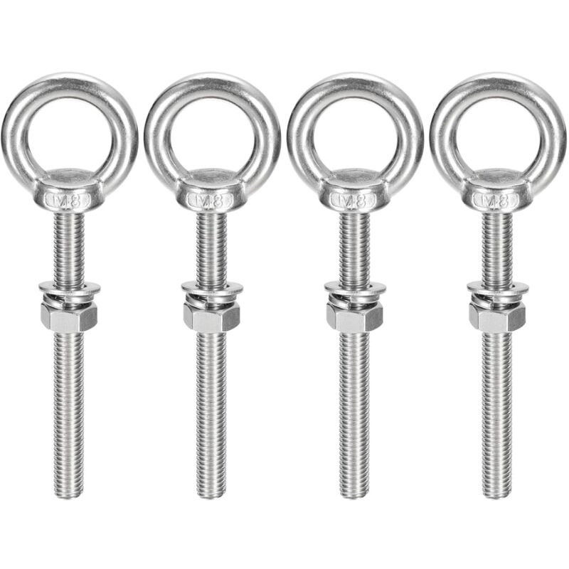 foto del prodotto 4 bulloni ad occhiello m8 x 100 mm vite ad anello m8 con filettatura metrica in acciaio inossidabile per fissaggio e sospensione ymyny