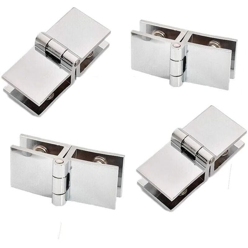foto del prodotto 4 cerniere per porte in vetro da 180 gradi, cerniere per porte in vetro, cerniere per porte in vetro in lega di zinco, facili da installare, adatte