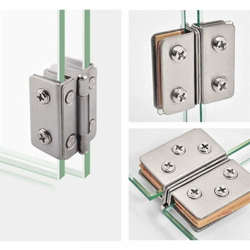 foto del prodotto 4 cerniere per porte in vetro in acciaio inox, angolo di apertura di 180 per vetri spessi 5 7 mm