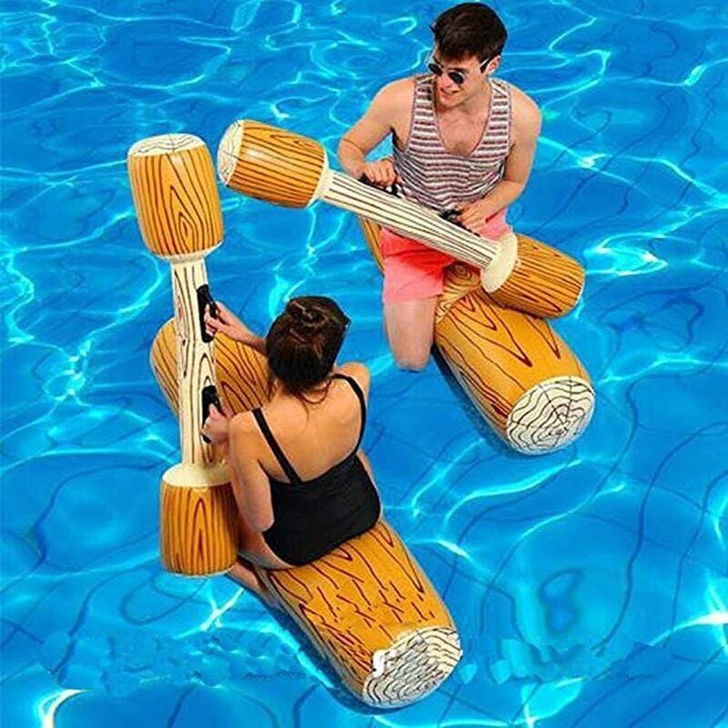 foto del prodotto 4 confezioni di giocattoli gonfiabili galleggianti, giochi di sport acquatici per feste in piscina, zattere di tronchi, giocattoli galleggianti
