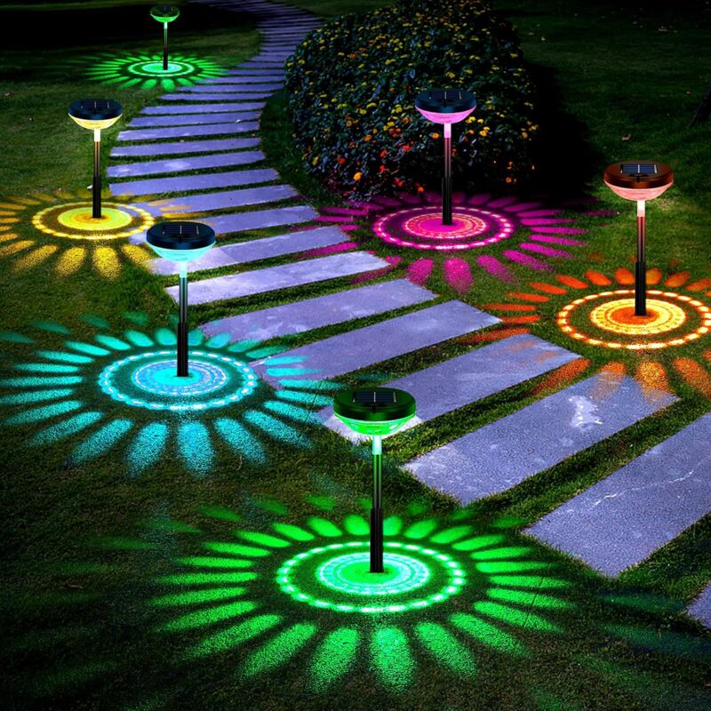 foto del prodotto 4 confezioni di luci solari per vialetti, luci solari a led che cambiano colore bianco caldo per esterni, luci solari per la strada impermeabili
