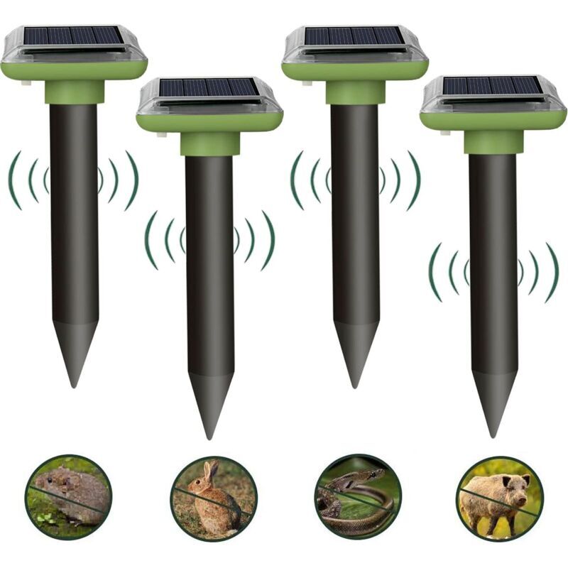 foto del prodotto 4 confezioni di repellente solare per topi, repellente solare per topi ad ultrasuoni, repellente per serpenti ad ultrasuoni impermeabile ip66 per il