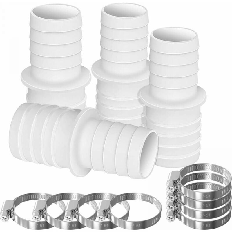 foto del prodotto 4 connettori per tubi flessibili, set di adattatori per tubi flessibili per piscina con 8 morsetti per adattatori per tubi flessibili diametro da 32