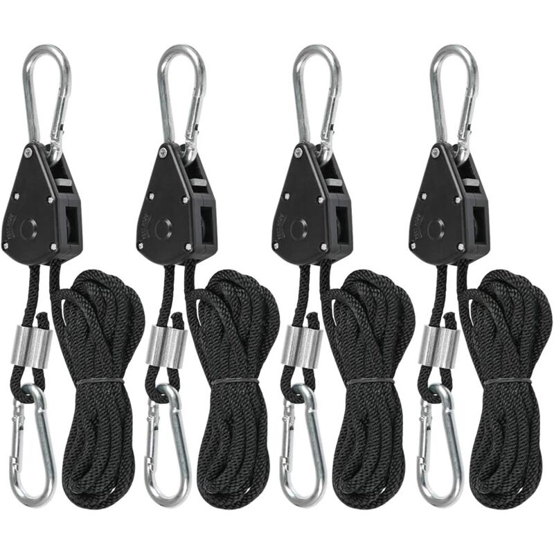 foto del prodotto 4 corde a cricchetto con ganci per lampade o piante, corda con gancio regolabile lunga 200 cm 2 paia 