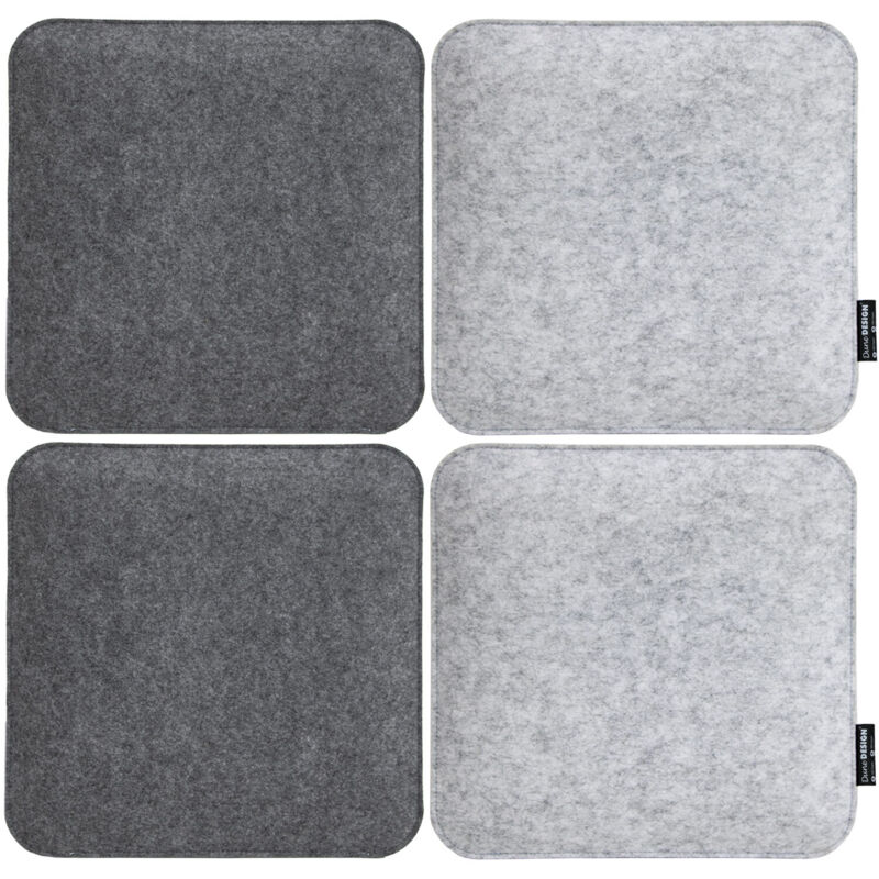 foto del prodotto 4 cuscini di feltro per sedie 35x35x3cm cuscino sedile quadrato bicolore grigio