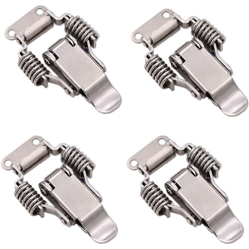 foto del prodotto 4 fibbie a clip in acciaio inossidabile, serrature a leva per scatole, utensili manuali a sgancio rapido, robuste chiusure in metallo per porte di