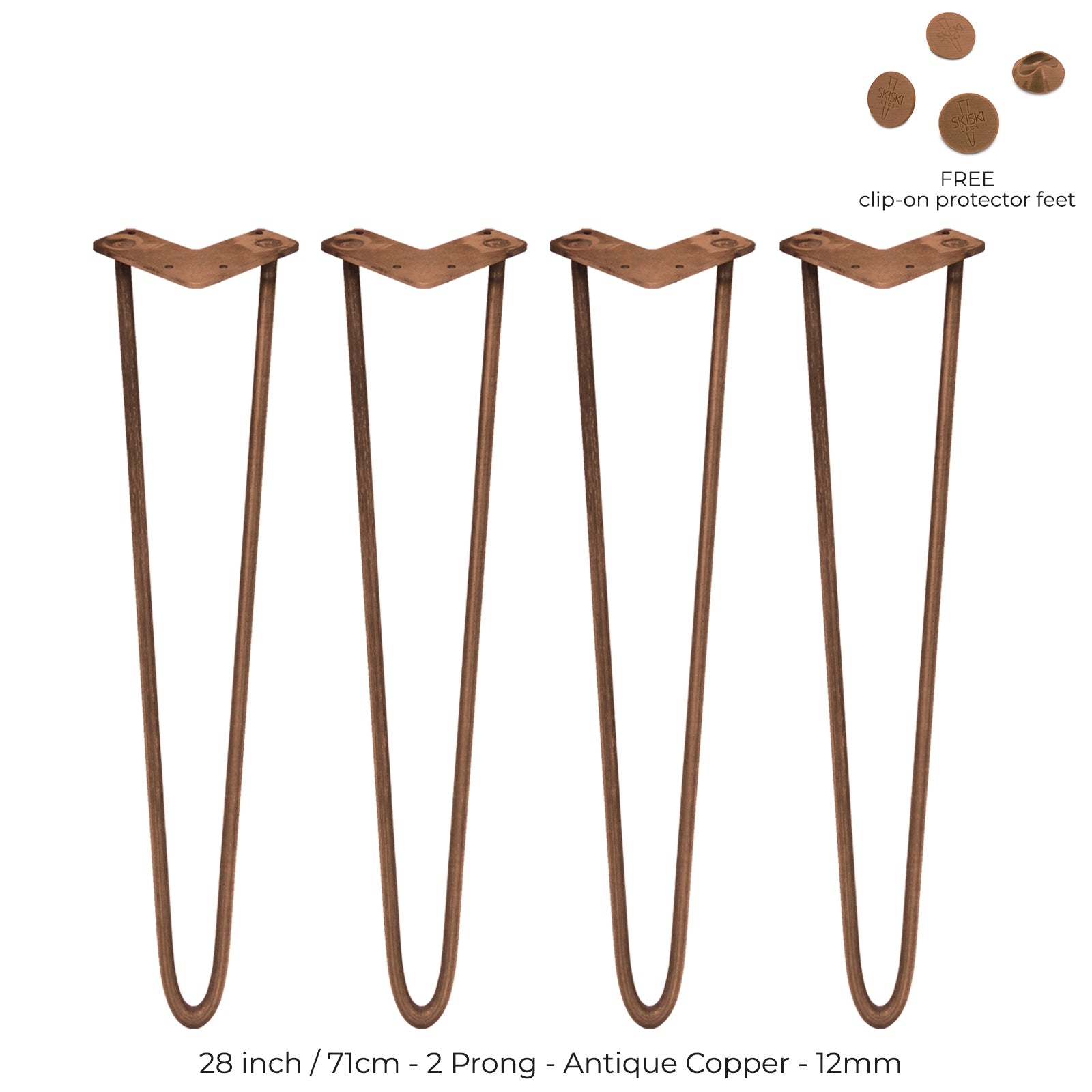foto del prodotto 4 gambe per tavolo a forcina skiski legs 30,5cm acciaio naturale 2 rebbi 12mm