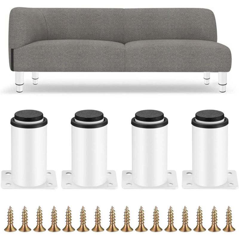 foto del prodotto 4 gambe regolabili per mobili, gambe per tavolo in metallo bianco, piedini regolabili in altezza 0 40 mm, gambe per mobili da cucina, credenze,