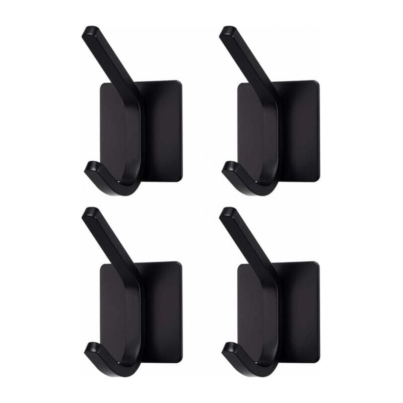 foto del prodotto 4 ganci adesivi resistenti in acciaio inossidabile nero per appendere alla parete ymyny