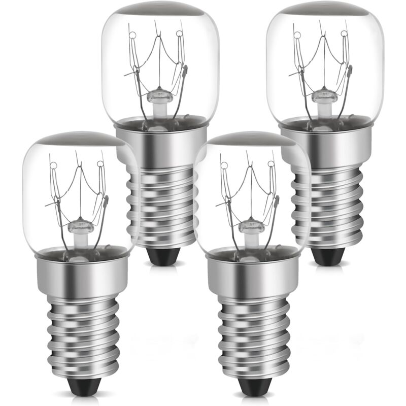 foto del prodotto 4 lampadine per frigorifero e14 da 15 w, bianco caldo, resistenti a 300 c 2700 k, st22, 22 mm , confezione da 4 lampade da forno t22 per forno,