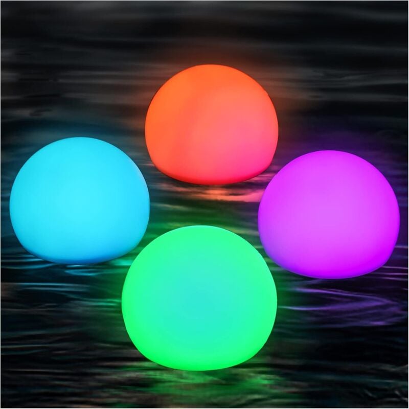 foto del prodotto 4 luci galleggianti per piscina, lampada galleggiante a led impermeabile ip68 con telecomando, 16 luci led rgb che cambiano colore per regalo per