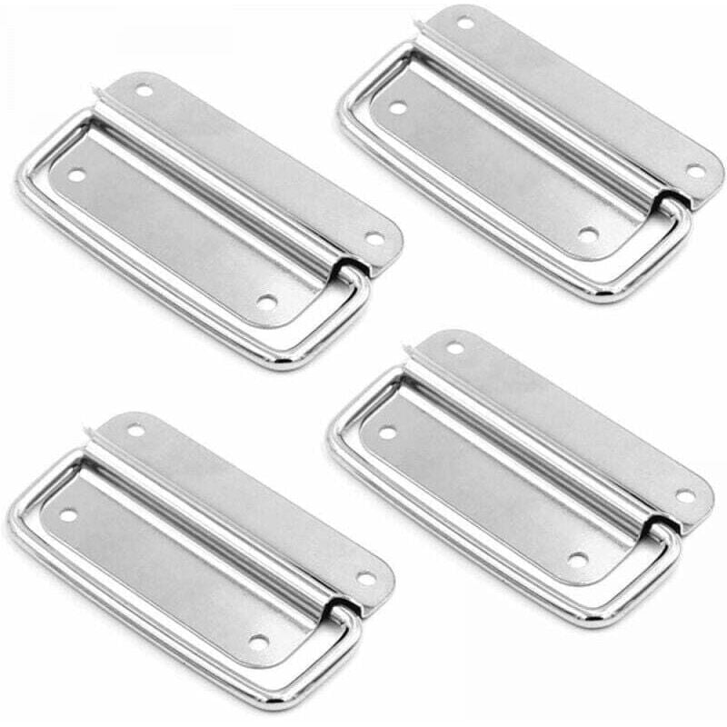 foto del prodotto 4 maniglie in acciaio inossidabile, maniglia per scatola, maniglia per porta in metallo, per cassetta degli attrezzi, cassetta degli ferramenta.