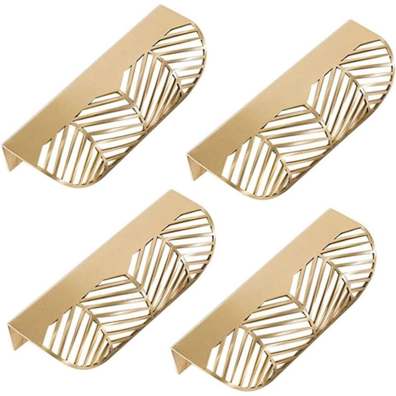 foto del prodotto 4 maniglie per mobili in foglia d oro, maniglie per mobili da cucina in ottone dorato, pomelli per cassetti in rame. bebusingoto