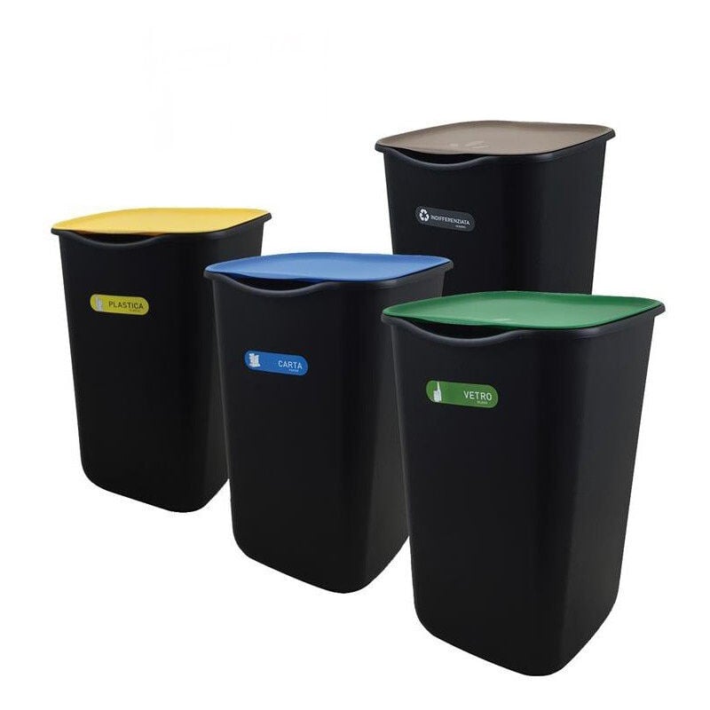 foto del prodotto 4 pattumiere raccolta differenziata con coperchio 50 lt